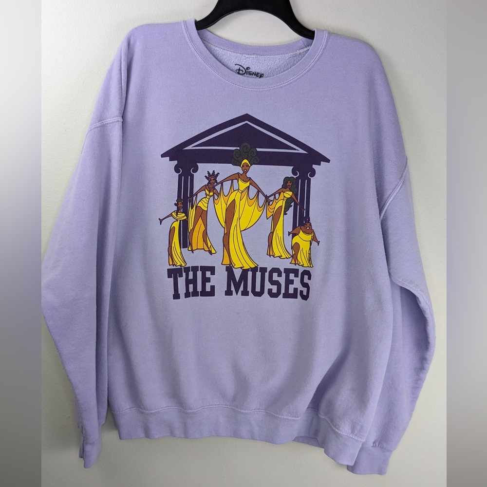 Disney XL Purple Sweatshirt Hercules The Muses Organic Cotton Blend